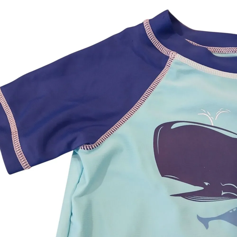 Toddler Swim Shirt by Circo Size 2T Beach Purple Whale Blue Short Sleeve